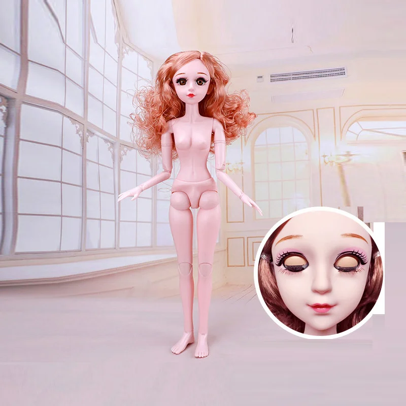 1/3 60 см мигает кукла голое тело 21 подвижные суставы 3D настоящие глаза женской