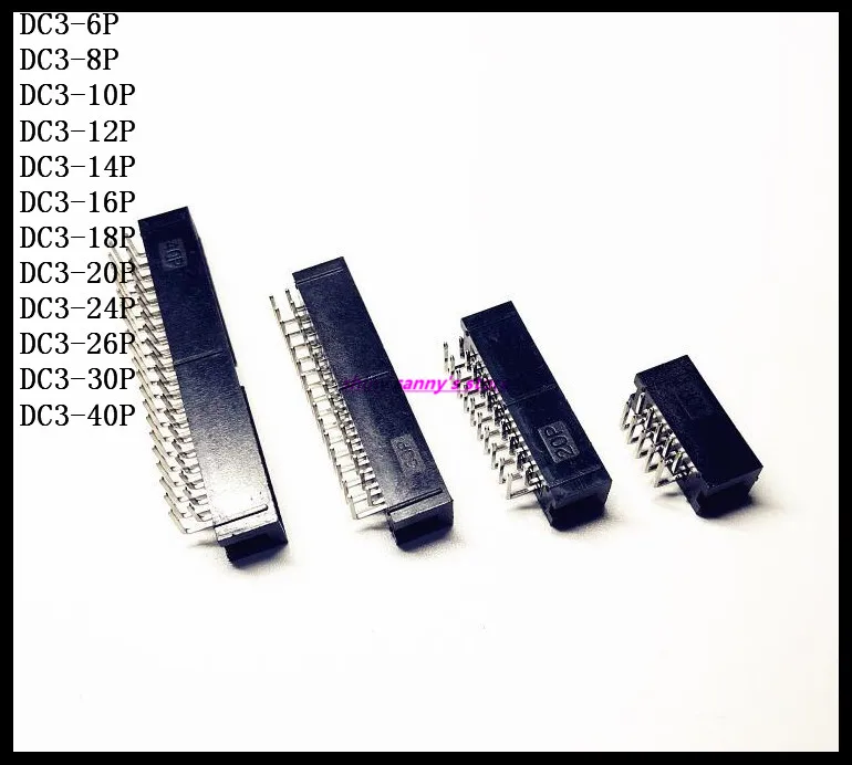 

DC3-24P , 26P , 30P , 40P Socket Elbow Double Row IDC Box Connector 2.54mm Pitch Box Headers Female Connector Brand New