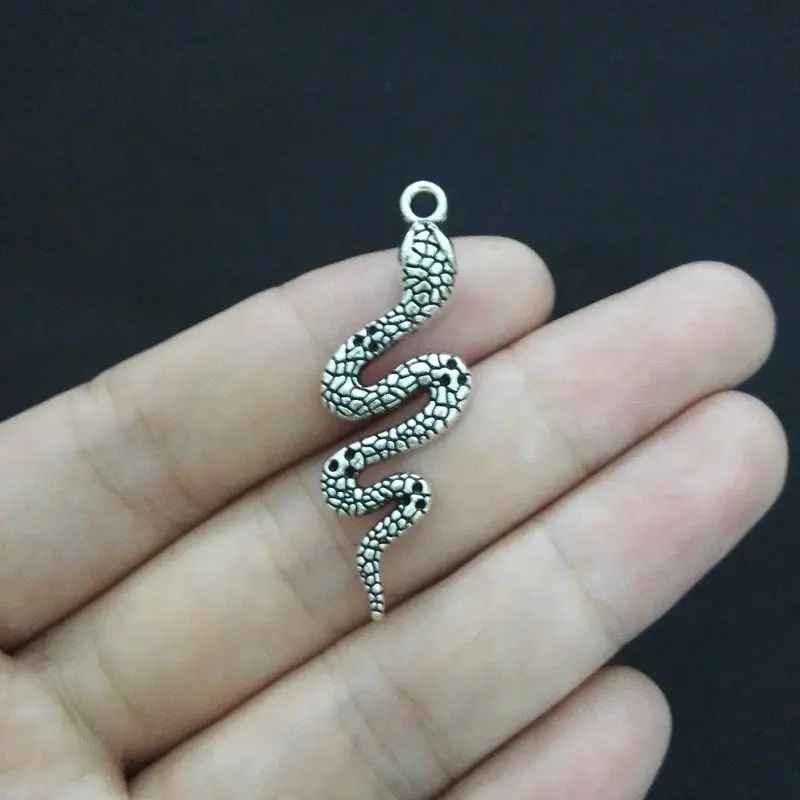 20pcs 15*42mm snake charm antique silver tone diy jewelry makingin