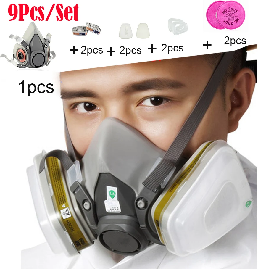 6200 Half Face Painting Spraying Respirator Gas Mask Safety Work Filter ...