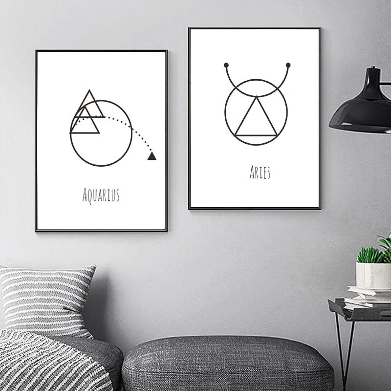 

Minimalist Geometric Constellation Abstract Canvas Painting Black White Posters Prints Wall Art Picture for Baby Kids Room Decor