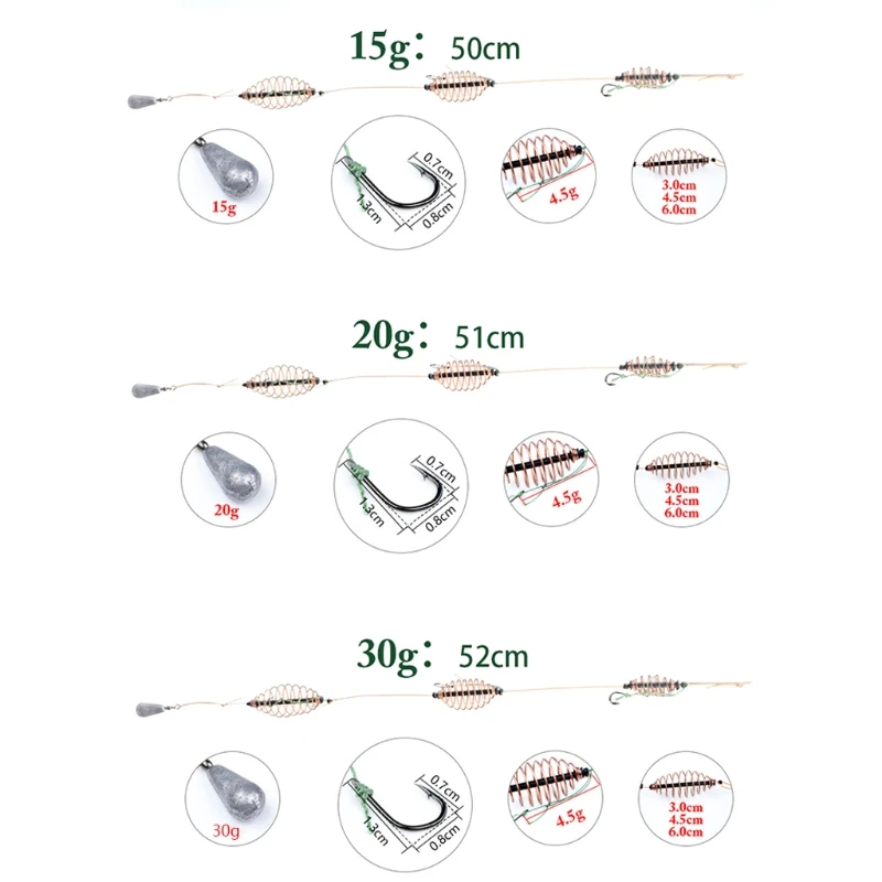 Приманка для ловли карпа, кормушка "клетка", свинцовое грузило с крючками, 15 г, 20 г, 25 г, 30 г