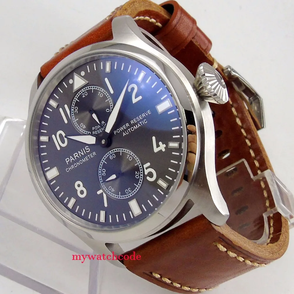 

47mm parnis gray dial luminous marks power reserve ST2542 automatic movement mens watch P273B