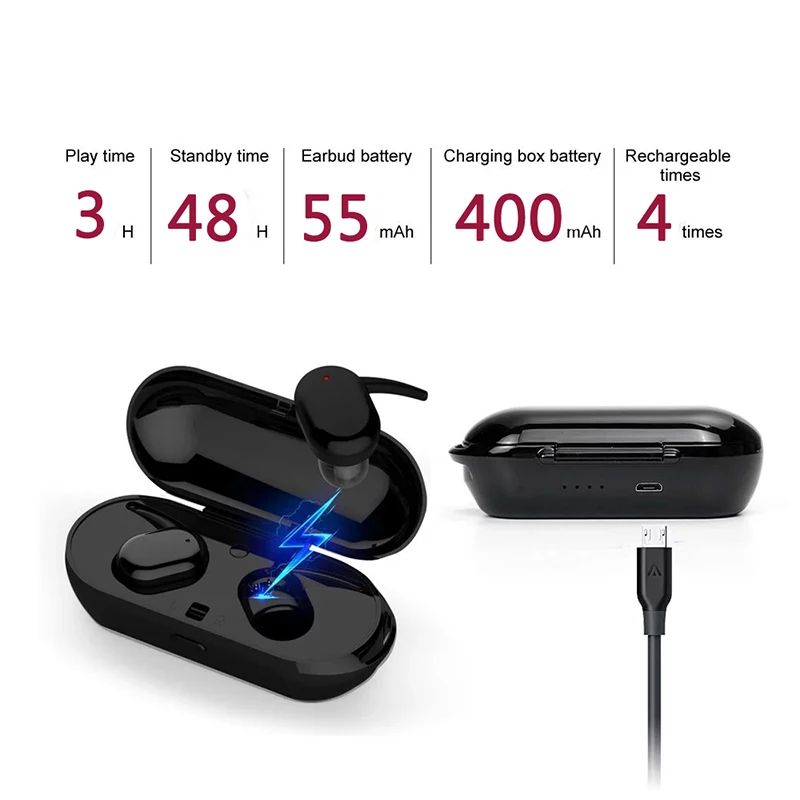 T2C Wireless Headphones TWS Bluetooth Earphones gaming Headset Sports Earbuds earpiece For mobile Phones with micphone box case  (13)