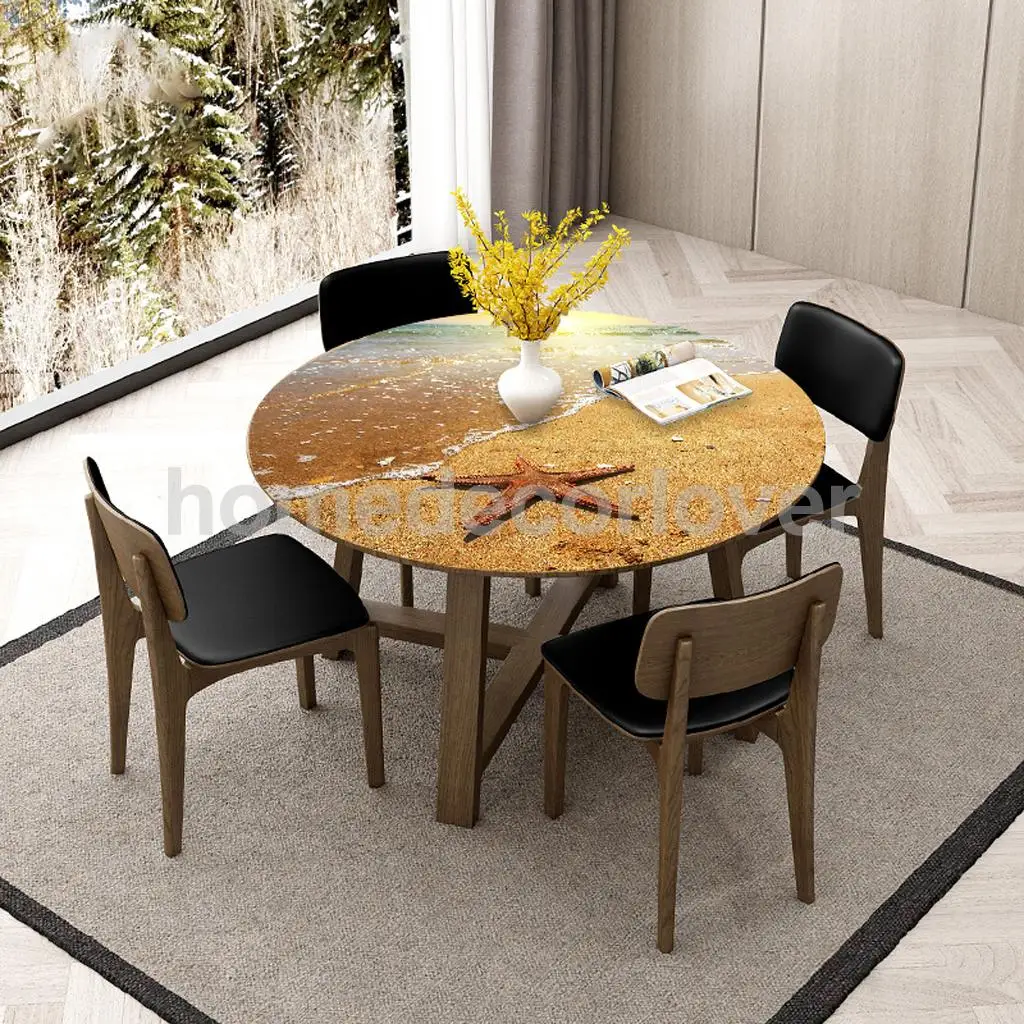 60cm Round 3D Desktop Table Top Countertop Furniture Protection Film Table Sticker PVC Film Decal Murals Cover Film	
