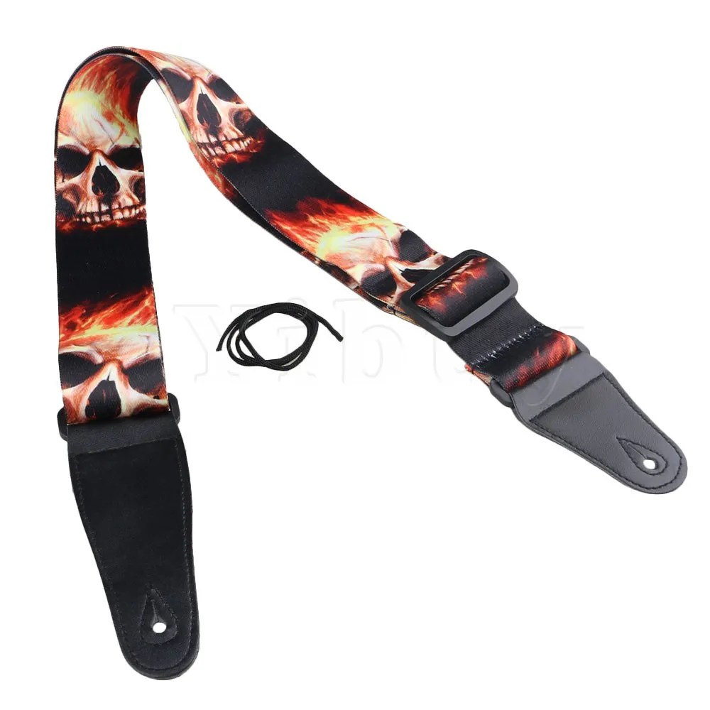 Yibuy 87 140cm Adjustable Length 5CM Width Multicolor Flame Head Guitar