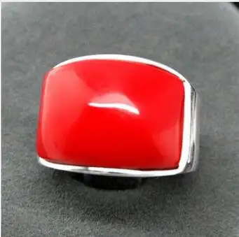 

Elegant 15X21mm Red Coral 925 Sterling Silver Marcasite Ring Size 7-10