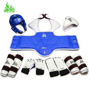 

taekwondo protectors full set of 8 pcs child adult Helmet Chest head protector Armguards Shank protector Crotch hand foot guard