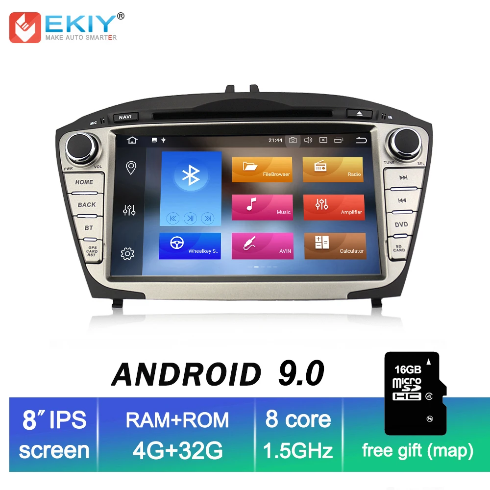 EKIY 8 ''2 Din Автомобильный мультимедийный плеер Android 9,0 для hyundai/IX35/TUCSON 2009- автомобильное радио DVD GPS навигация 4G+ 64G OBD2 Wifi