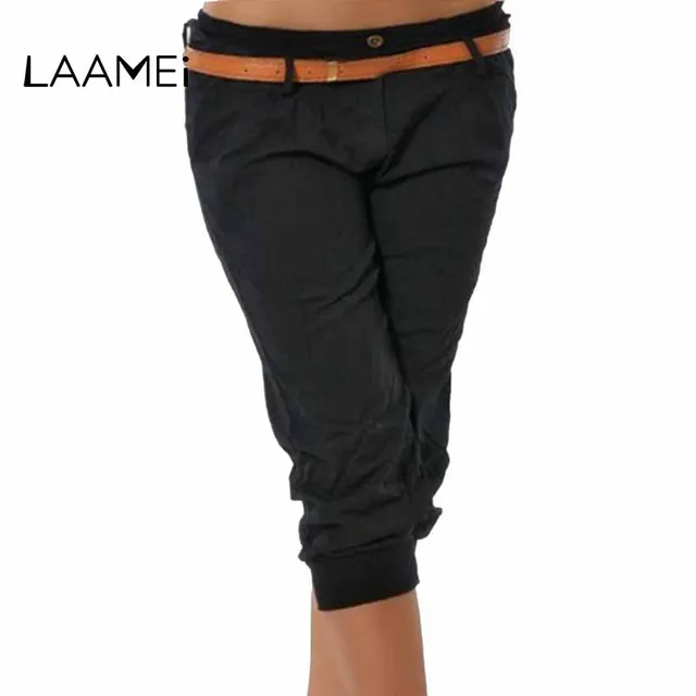 Laamei 2018 New Women Capris High Waisted Solid Pants Brand Calf-Length Bottoms Femme Vintage Solid Sweatpants Summer Autumn
