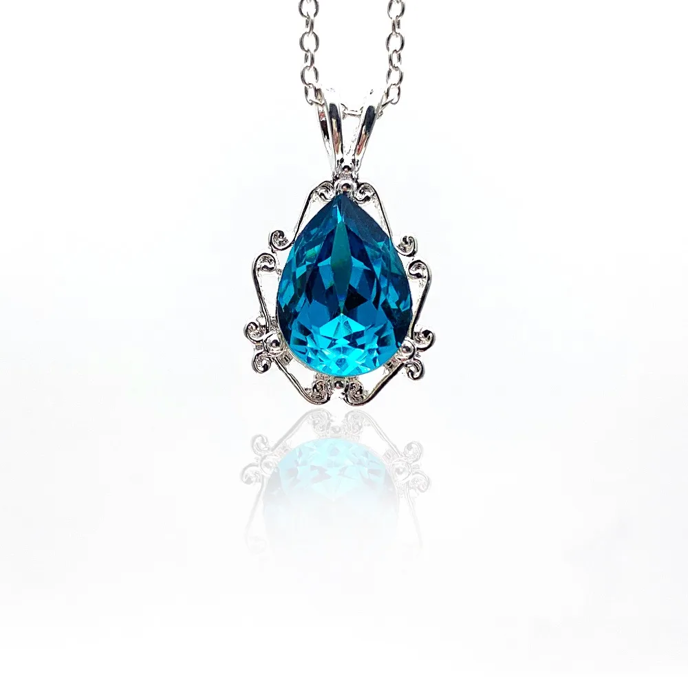 Style crystal pendant necklace classic drop crysta...