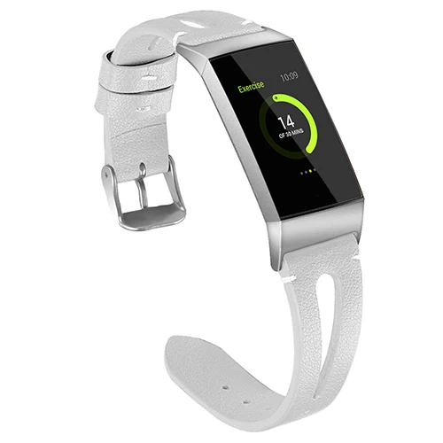 Odog, кожаный ремешок, ремешок для часов, браслет для Fitbit Charge 3, фитнес-ремешок, ремешок для часов, наручные часы, размер L, S - Цвет: White