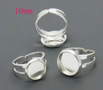 

100pcs/lot silver tone 10mm pad ring base jewelry finding