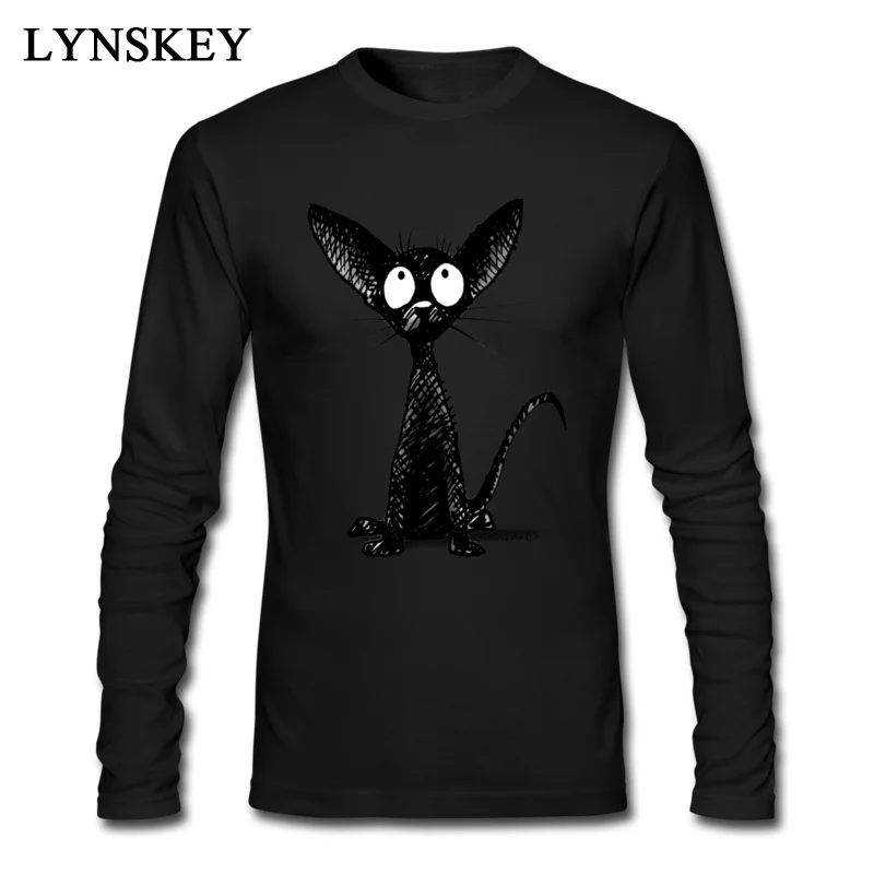 Design T-Shirt Family Round Neck Little Black Cat 100% Cotton Boy Tops T Shirt Design Long Sleeve Tee Shirt Top Quality Little Black Cat black