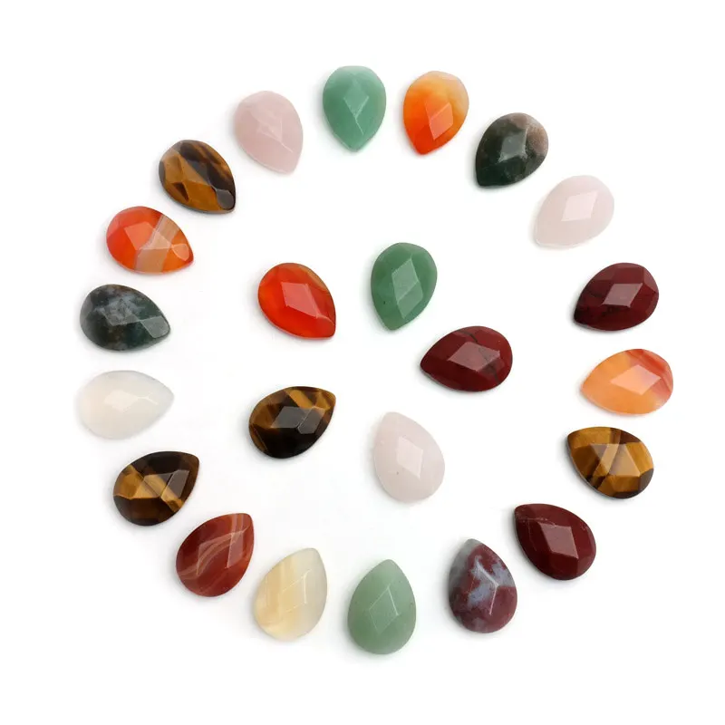 

11x16x4.5mm 100PCS Faceted Drop Jaspers/Jades/Agates/Quartz CAB Cabochon Beads For Jewellery Making Beads Ring Pendant DIY Beads