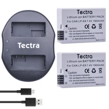 Tectra 2 шт. LP-E8 LPE8 LP E8 литий-ионный Батарея + USB двойной Зарядное устройство для Canon EOS 550D 600D 650D 700D x4 X5 x6i x7i T2i T3i T4i T5i