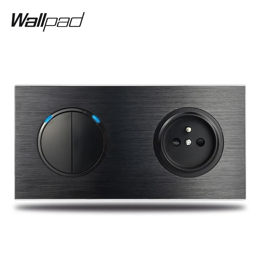 Wallpad L6 черный алюминиевый 2 позиционный переключатель с французскими стенками