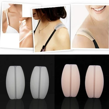

New 2PCS Soft Silicone Nude Women Bra Strap Holder Non-slip Shoulder Pads Relief Pain