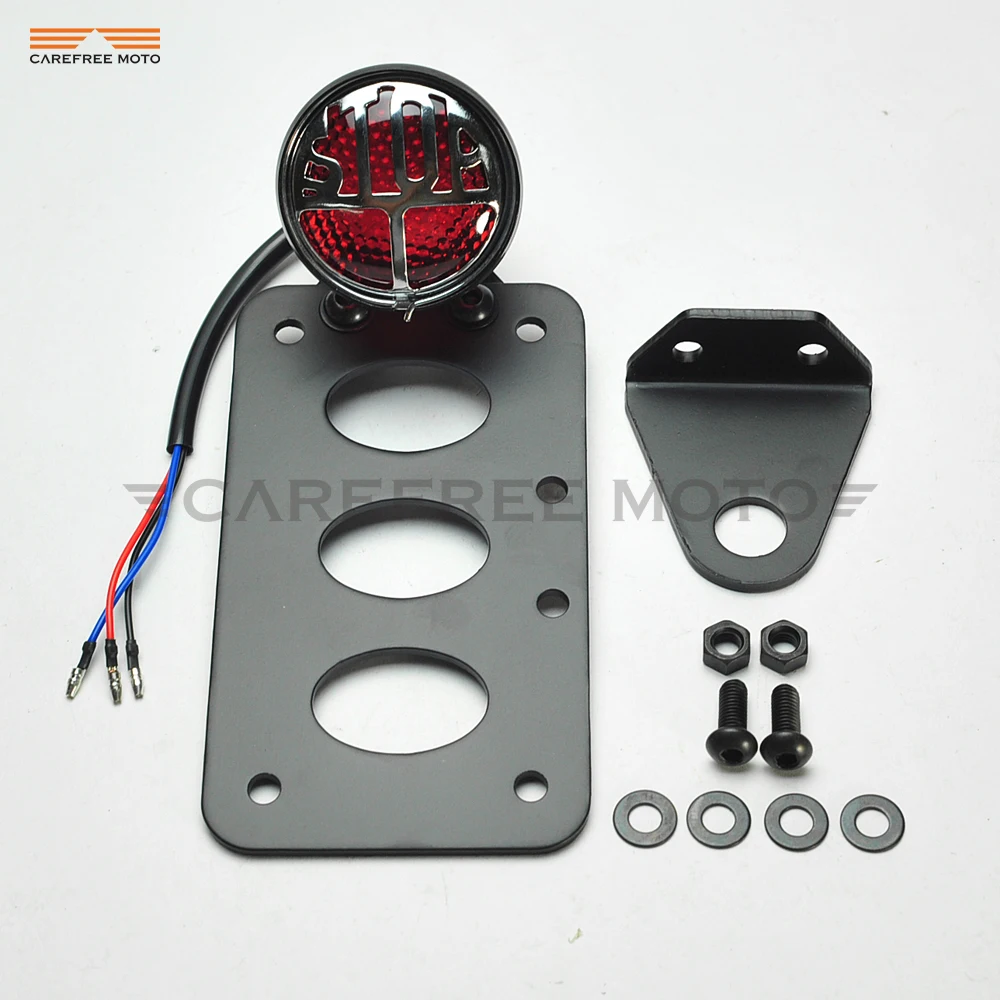 

7" X 4" Motorcycle Side Mount License Plate Taillight Bracket Tail Light Case for Harley Sportster Softail Dyna Touring