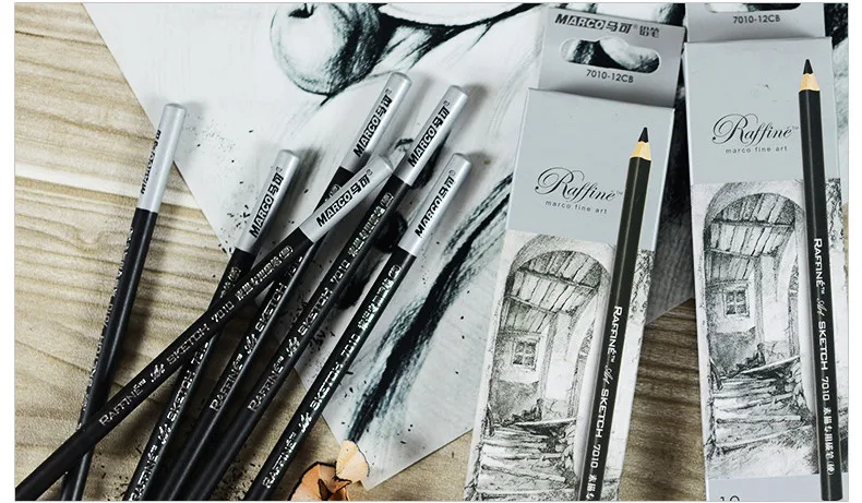Marco для изобразительного искусства Art 12 шт./кор. художник уголь Sketching карандаш деревянный нетоксичные карандаш для рисования