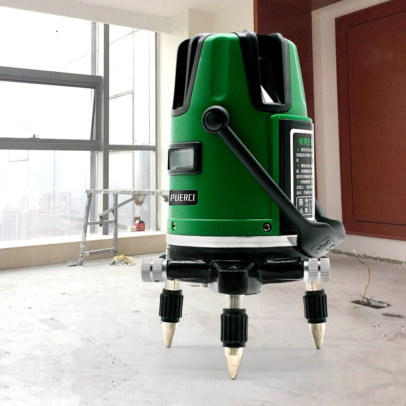 PUERCI P41G 5 Lines Lithium Battery Green Laser Level Self-Leveling 360 Horizontal And Vertical Outdoor Mode With Receiver