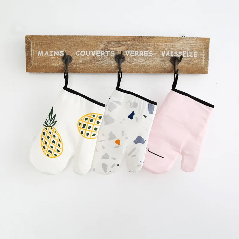 

1 Piece Chic Cotton Nordic Ins Style Pearapple Marble Pattern Kitchen Cooking microwave gloves baking BBQ potholders Oven mitts