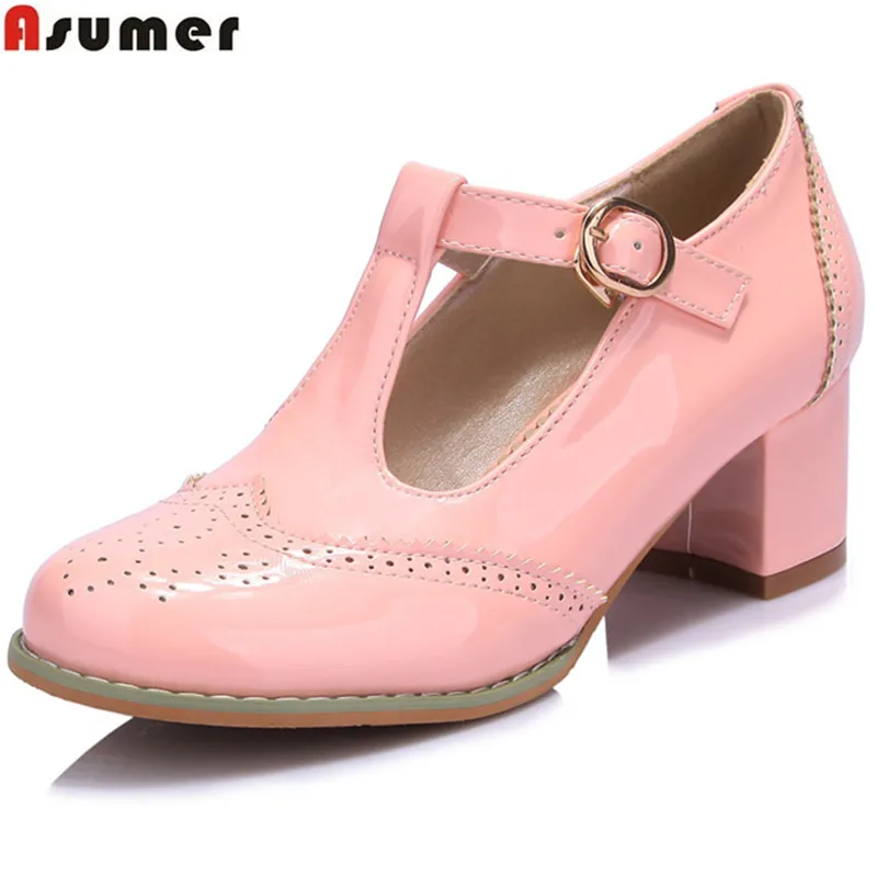

Asumer 2018 Plus size 34-47 high heels shoes 5cm spring autumn single shoes fashion buckle women pumps party shoes solid