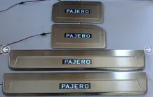 Free shipping High quality stainless steel LED Internal Scuff Plate/Door Sill For 2007-2015 Mitsubishi Pajero V93 V73 V97
