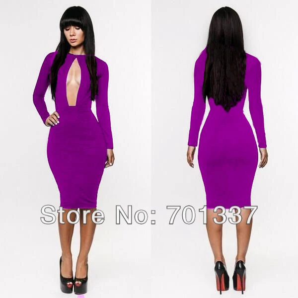 

5 Colors Pretty women spendex lycra bandage bodycon dress Fashion clubbing wear B4020 One Size