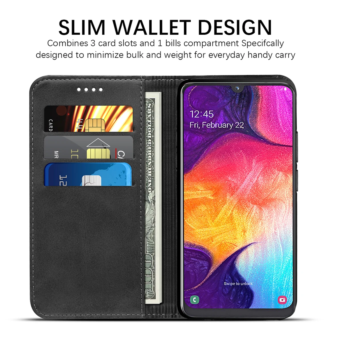 Кожаный чехол для Samsung Galaxy A50 A40 A30 A20 A10 телячья кожа PU Бумажник Флип Kickstand Броня