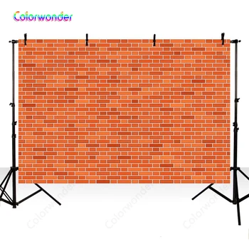 

Colorwonder Vinyl Photography Background Orange and Red Brick Vintage Wall 7x5ft Seamless Backdrop for Photo Booth Studio Prop