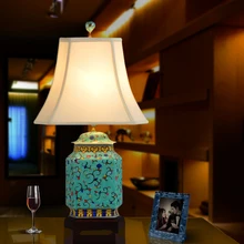 Винтажная китайская спальня гостиная Свадебная настольная лампа Цзиндэчжэнь фарфоровая Керамическая Настольная лампа художественная модная настольная лампа