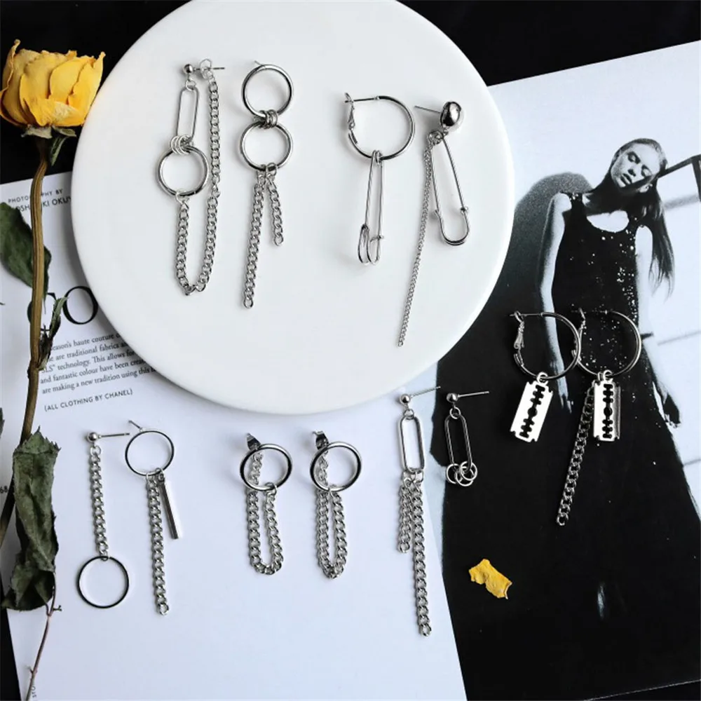 

2019 Pendientes Mujer Korean Fashion Jewelry Geometric Long Tassel Stud Dangle Earrings For Men or Women Brincos Kpop Earring