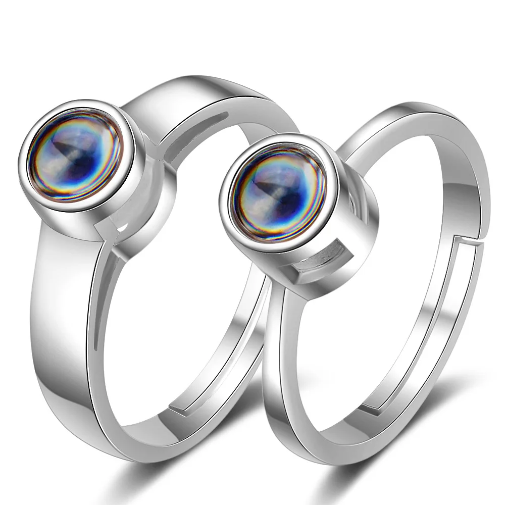 

100 languages I love you Projection Ring Romantic Love Memory Couple Wedding Ring Adjustable Ring Creative Jewelry Gift jz303