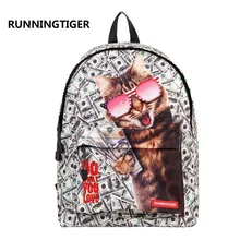 RUNNINGTIGER 3D Tier Druck Rucksack Frauen Schultaschen weibliche Leinwand mochila schultaschen für jugendliche reisetaschen
