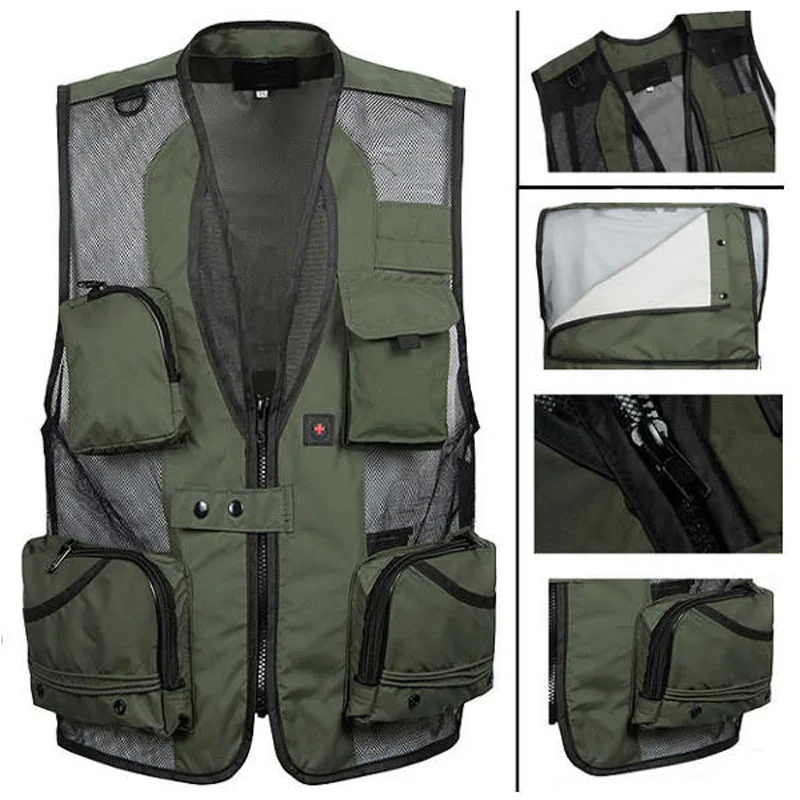 

Men's Breathable Outdoor Quick Dry Mesh Multi Pocket Vest Tactical Hunting Fishing Sleeveless Shooting Jacket Cameraman Vest
