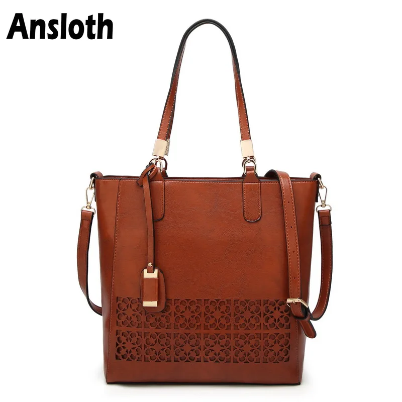 

Ansloth Fashion Hollow Out Shoulder Bag For Women Soft PU Leather Crossbody Bag High Quality Casual Bag Women's Handbags HPS138