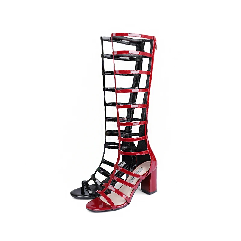 WETKISS Gladiator Knee High Women Boots Open Toe Square Heels Pu Footwear Zipper 2019 Fashion High Heels Summer Ladies Shoes WETKISS Gladiator Knee High Women Boots Open Toe Square Heels Pu Footwear Zipper 2019 Fashion High Heels Summer Ladies Shoes
