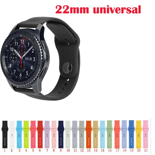 22 мм 20 мм для samsung Galaxy active 2 42 46 s2 S3 live Ticwatch S S2 E pro спортивный ремешок amazfit 3 2s 1 GTR GTS bip силиконовый ремешок