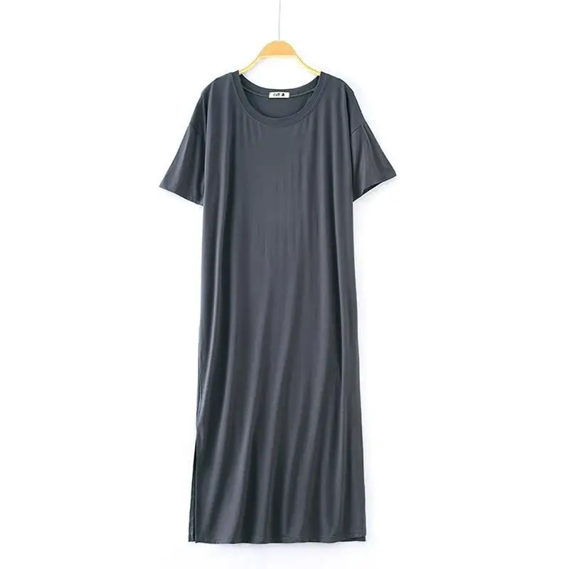 Летние Модальные ночные халаты больших размеров для женщин пижамы короткий рукав ночное платье сексуальное длинное неглиже свободная ночная рубашка - Цвет: Color 8
