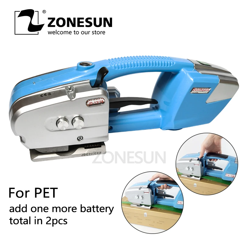 

ZONESUN Semi Automatic Battery Strapping Tool Hand Held PP Box Strapping Machine Plastic PP PET Belt Packaging Width 13-16mm