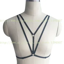 Сексуальный женское белье гот эластичный жгут клетка бюстгальтер 90-х cupless белье рабство тело привязного ремня