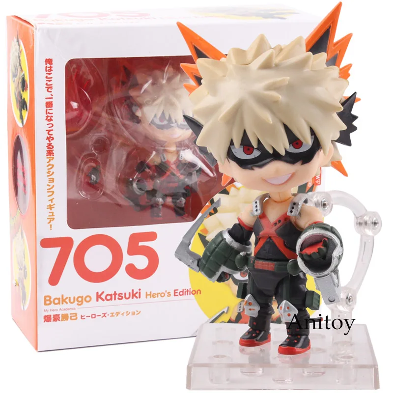 Фигурка My Hero Academy Bakugou Katsuki& Midoriya Izuku Nendoroid 686/705 ПВХ Boku No Hero Academy фигурка коллекционная игрушка - Цвет: Bakugou with box