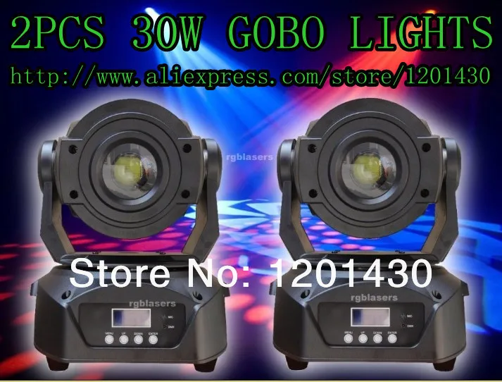 

2pcs / 30W LED Spot Moving Head light DMX controller DJ equipment 7 Colors + White + Split Colors + Rainbow gobo lights