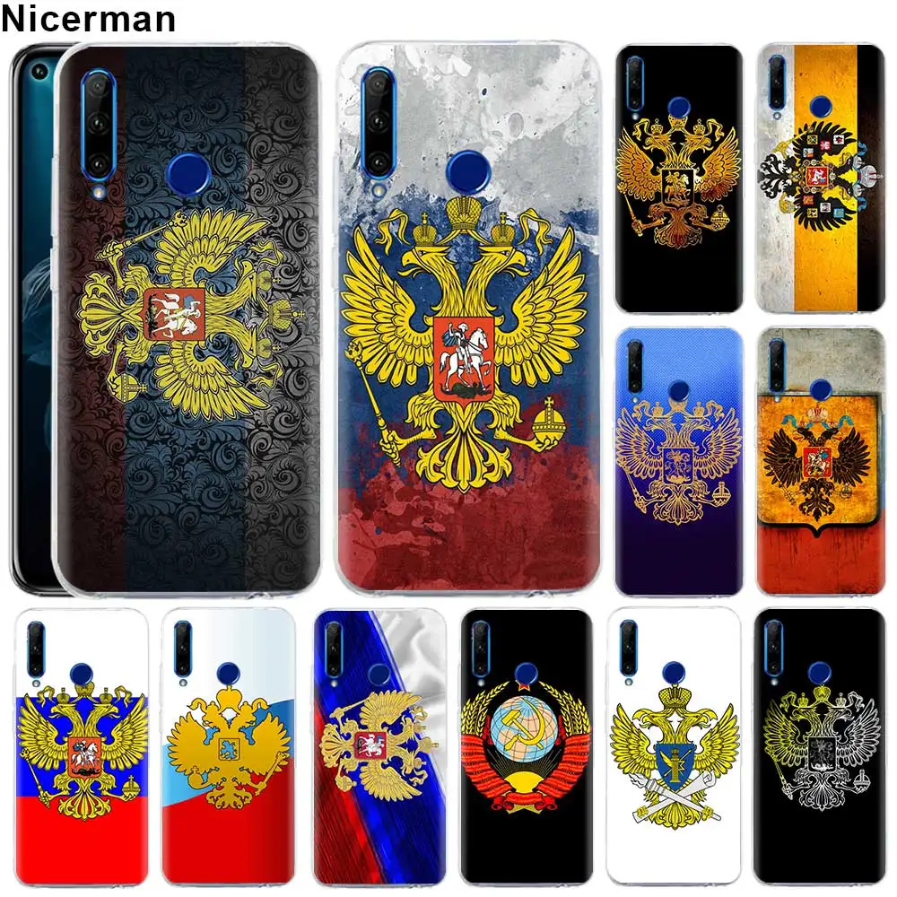 

Soft Silicone Case for Honor 20 Pro V20 10 20 Lite 8X 8S 8A 8C for Huawei P30 P30 Pro Capa russia federation flag Clear TPU Case