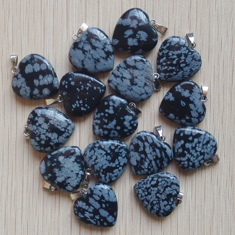 

2019 fashion love heart natural black snow stone charms pendants for jewelry making 20mm 50pcs/lot Wholesale free shipping