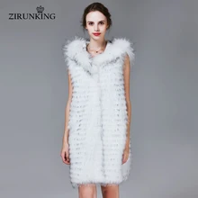 ZIRUNKING Женское пальто без рукавов из натурального меха енота с капюшоном модный легкий мех пальто женская меховая жилетка верхняя одежда ZC1720
