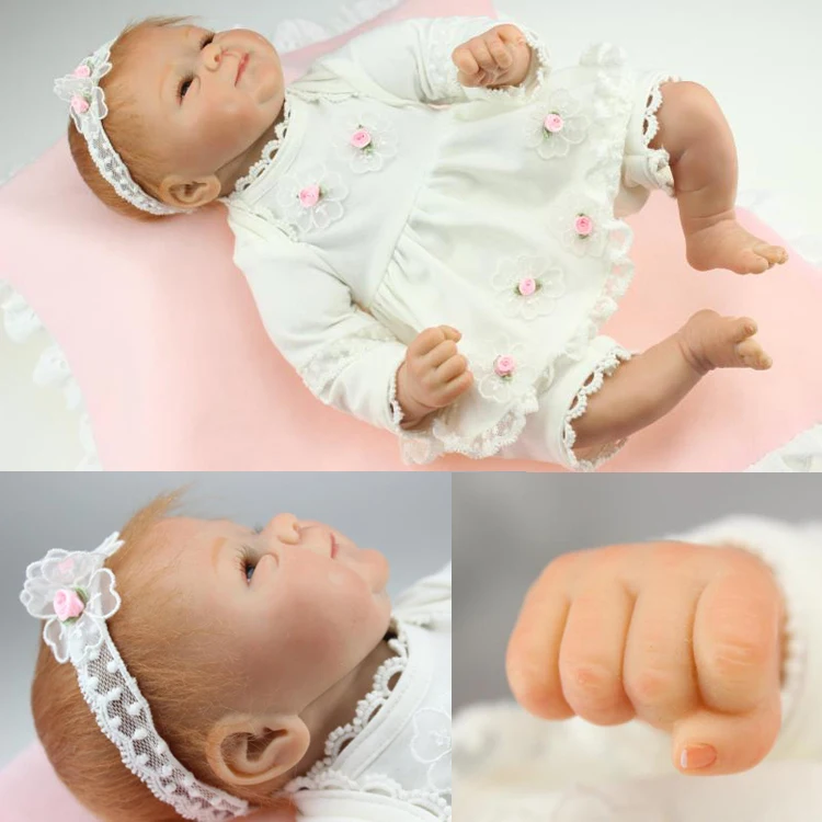 18 inch 45cm Quality Silicone Reborn babies cute Collection Silicone lifelike baby doll  for girl birthday gift