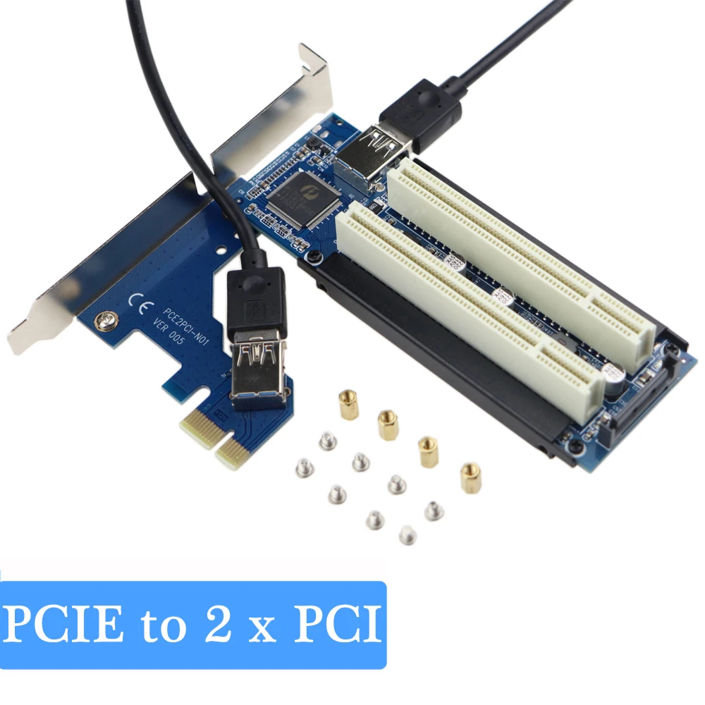 Адаптер расширения Zeadow PCI E Express X1 на два слота карта с кабелем USB 3 0 для настольного