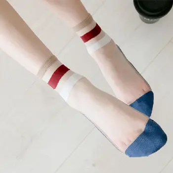 

1 Pair Women Casual Socks Spring Girl Color Women Fashion Long Thin Socks For Woman Breathable Transparent Korean Style